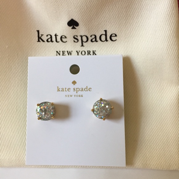 NWT KATE SPADE NEW YORK CLEAR EARRINGS W. DUST BAG - Picture 2 of 4